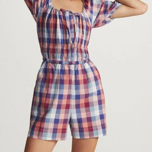 Anthropologie Kopal Brea Plaid Cotton Romper Size Small - Picture 2 of 13